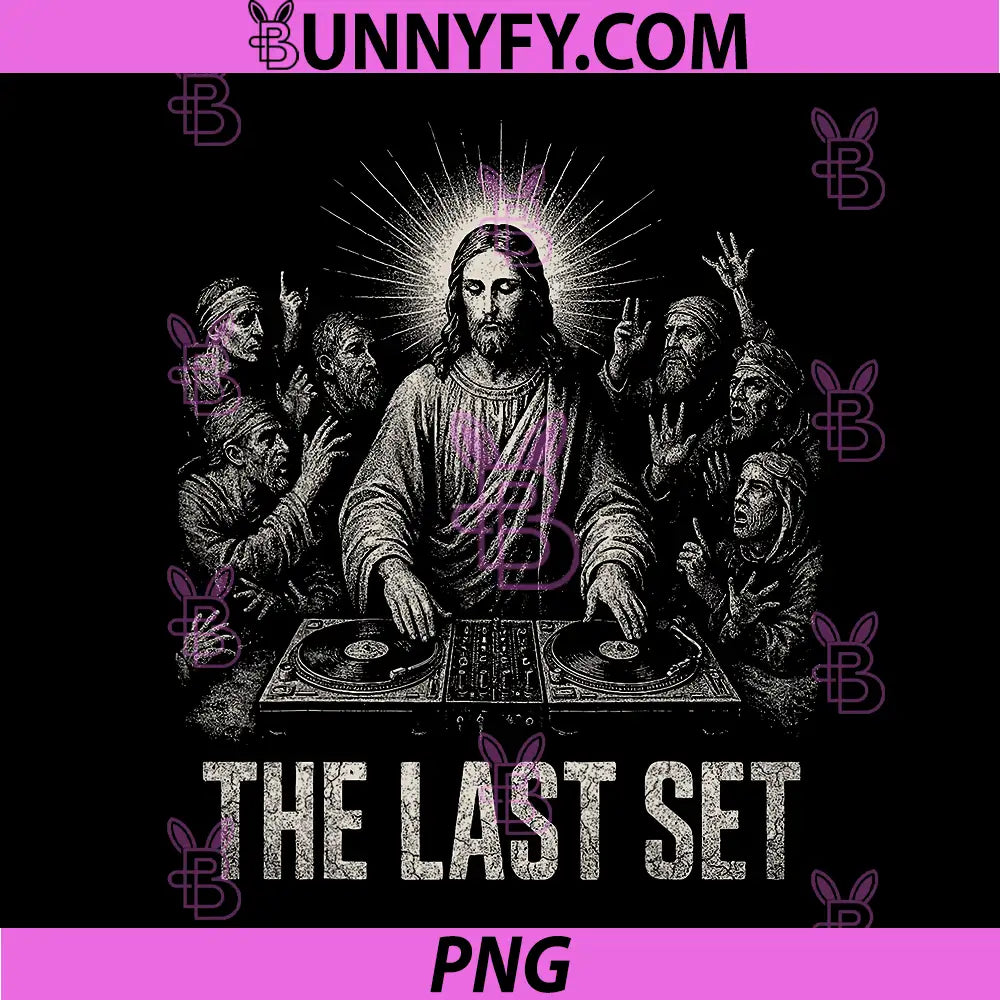 The Last Set DJ Jesus Art PNG, Religious Techno Rave Design PNG