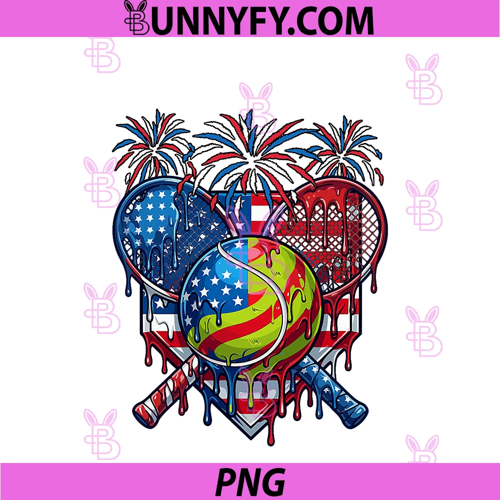 Tennis Costume Dripped PNG, 4th Of July Matching Player Lover PNG