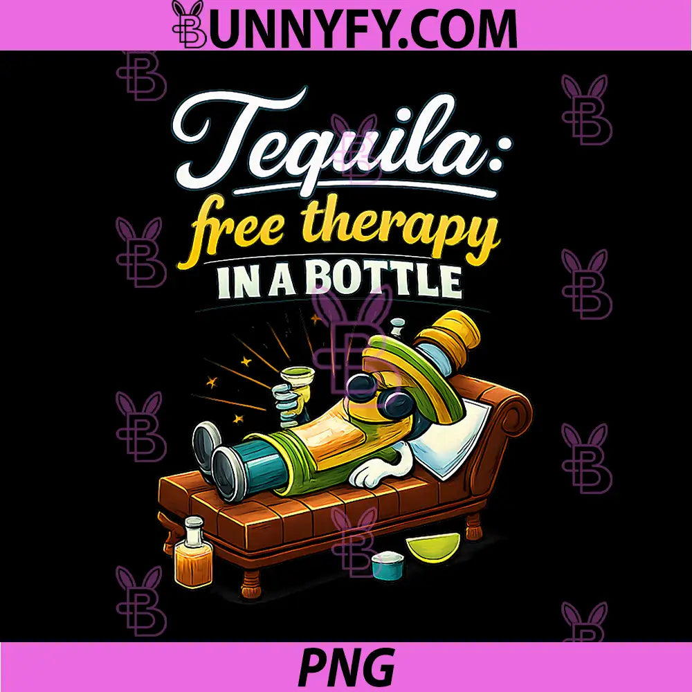 Tequila Free Therapy in A Bottle PNG, Party Crew Joke PNG