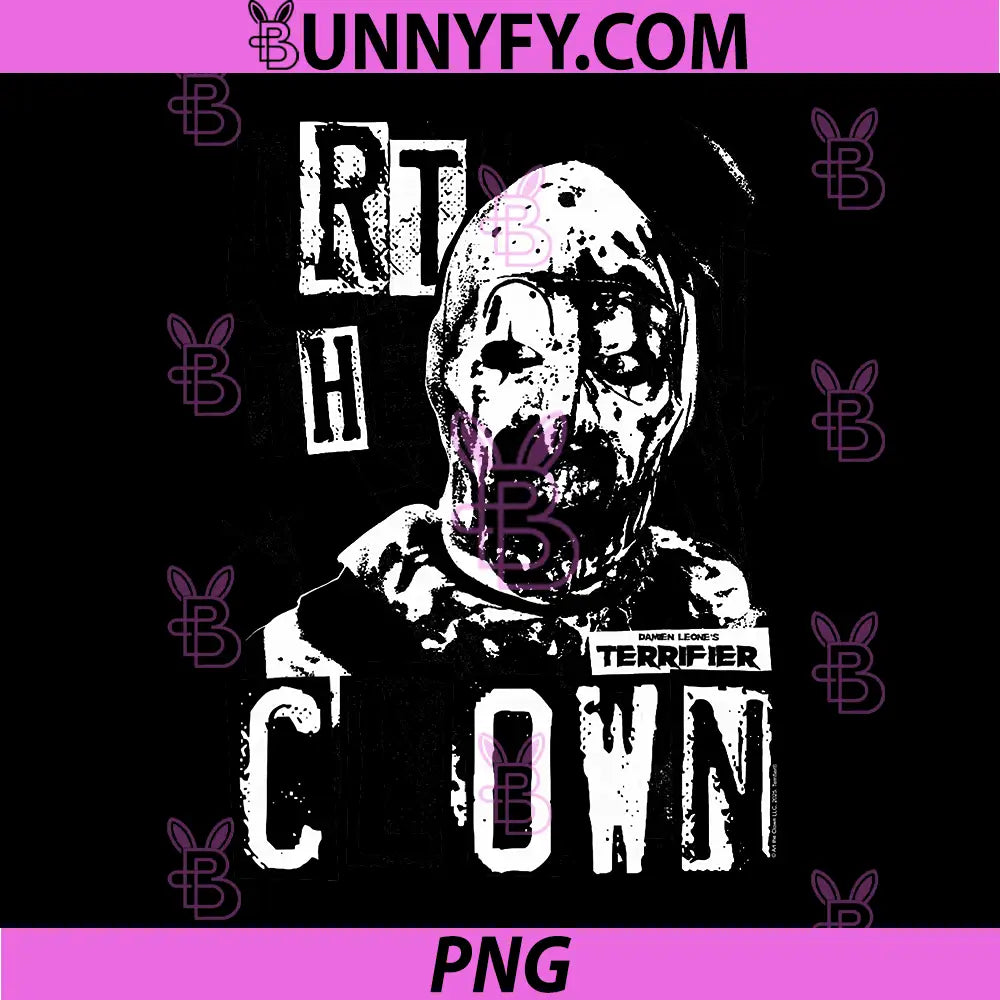 Terrifier Art The Clown PNG, Bloody Face High Contrast Horror PNG