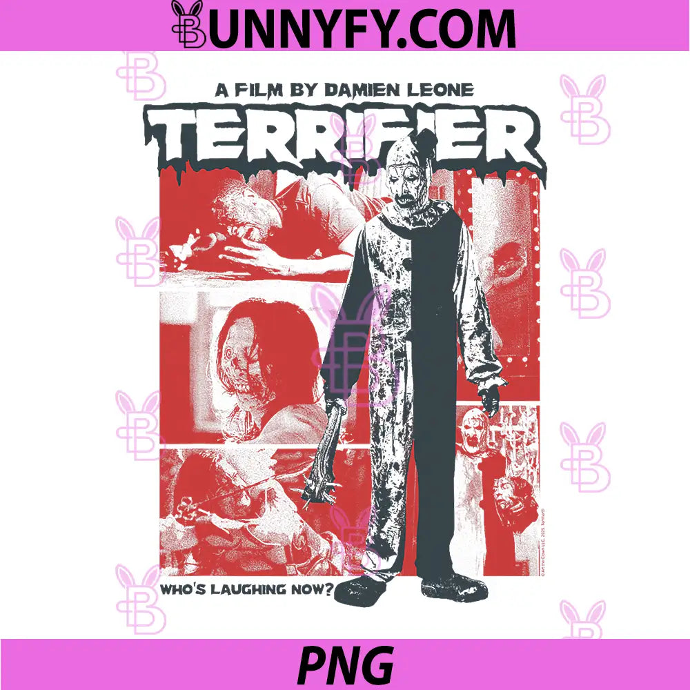 Terrifier Two Tone Art PNG, The Clown Collage Horror Movie PNG