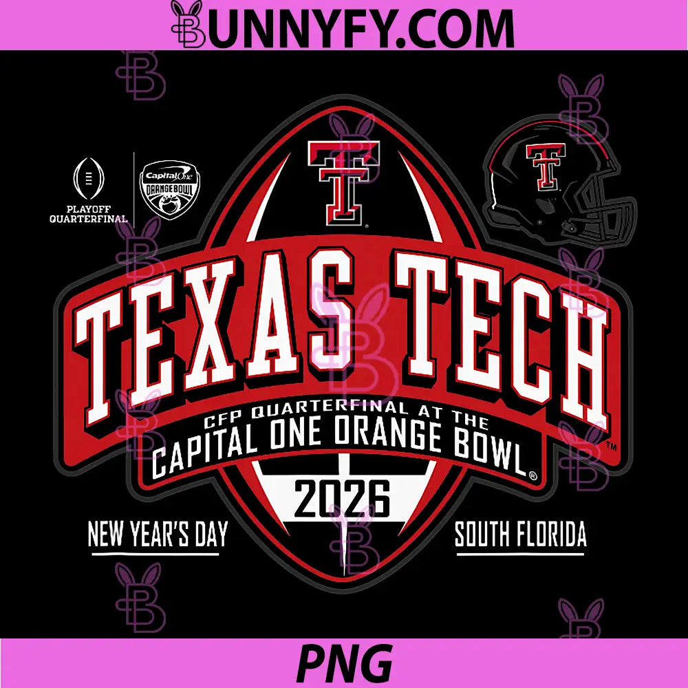 Texas Tech Red Raiders PNG, Orange Bowl 2025-26 CFP Quarter Black PNG