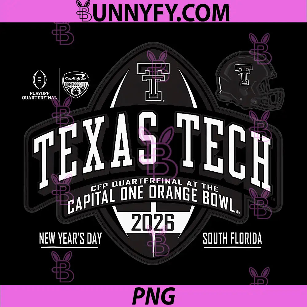 Texas Tech Red Raiders PNG, Orange Bowl 2025-26 CFP Quarter Red PNG