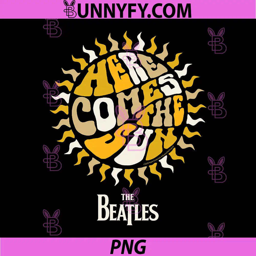 Here Comes The Sun Retro Art PNG, The Beatles Music Graphic PNG