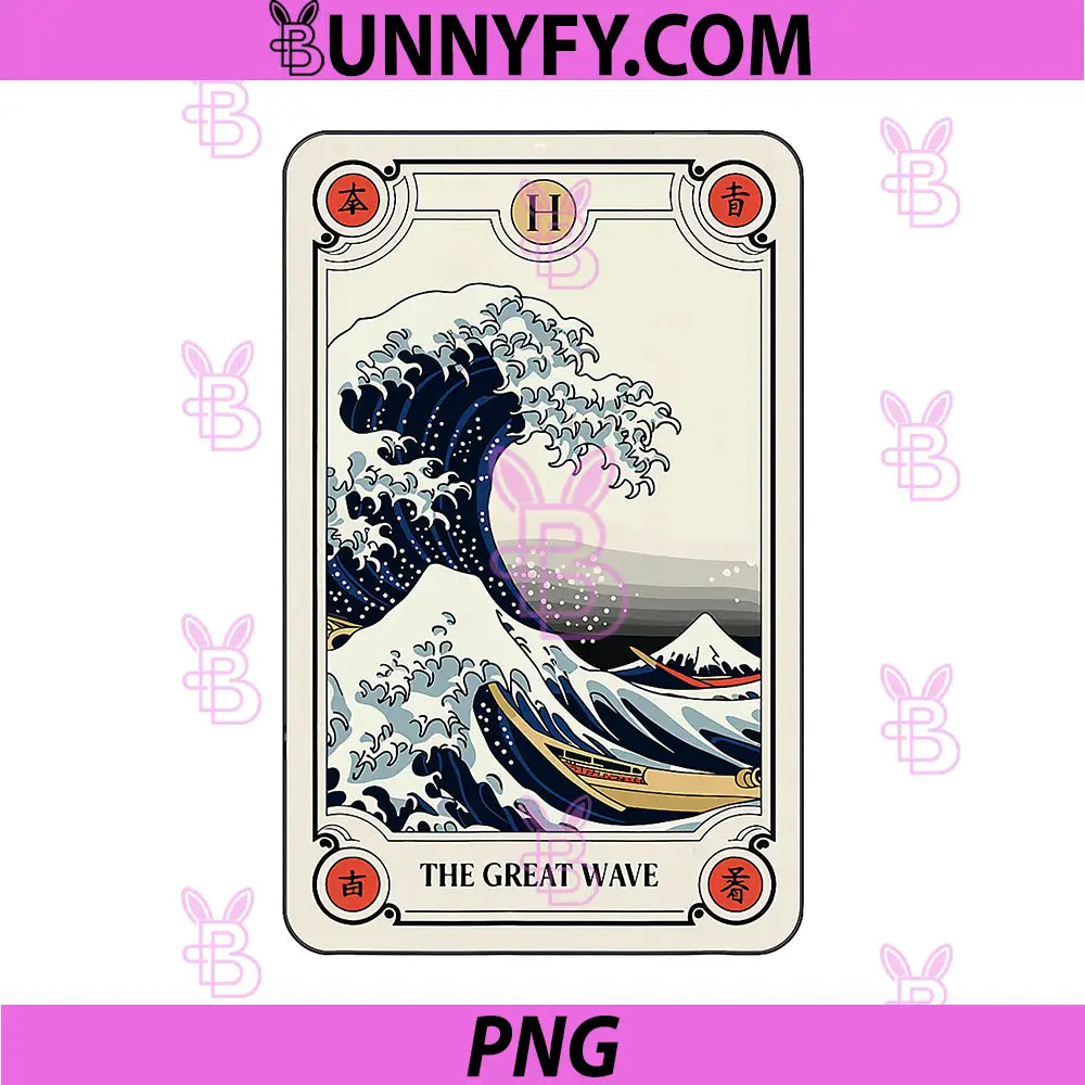 The Great Wave PNG, Off Kanagawa Tarot Card Artwork Japan PNG
