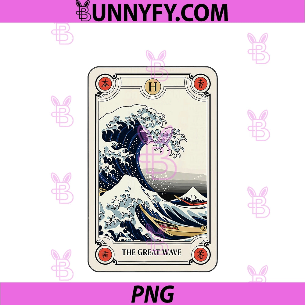The Great Wave PNG, Off Kanagawa Tarot Card Artwork Japan PNG