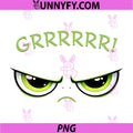 Grumpy Green Monster Eyes Grrrrr Face PNG, Angry Cartoon Expression PNG