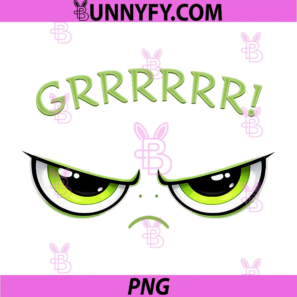 Grumpy Green Monster Eyes Grrrrr Face PNG, Angry Cartoon Expression PNG