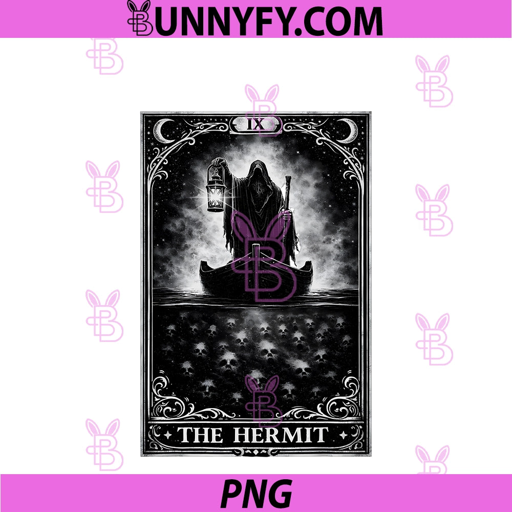 The Hermit Tarot Gothic Death Art PNG, Grim Reaper Occult Alt PNG