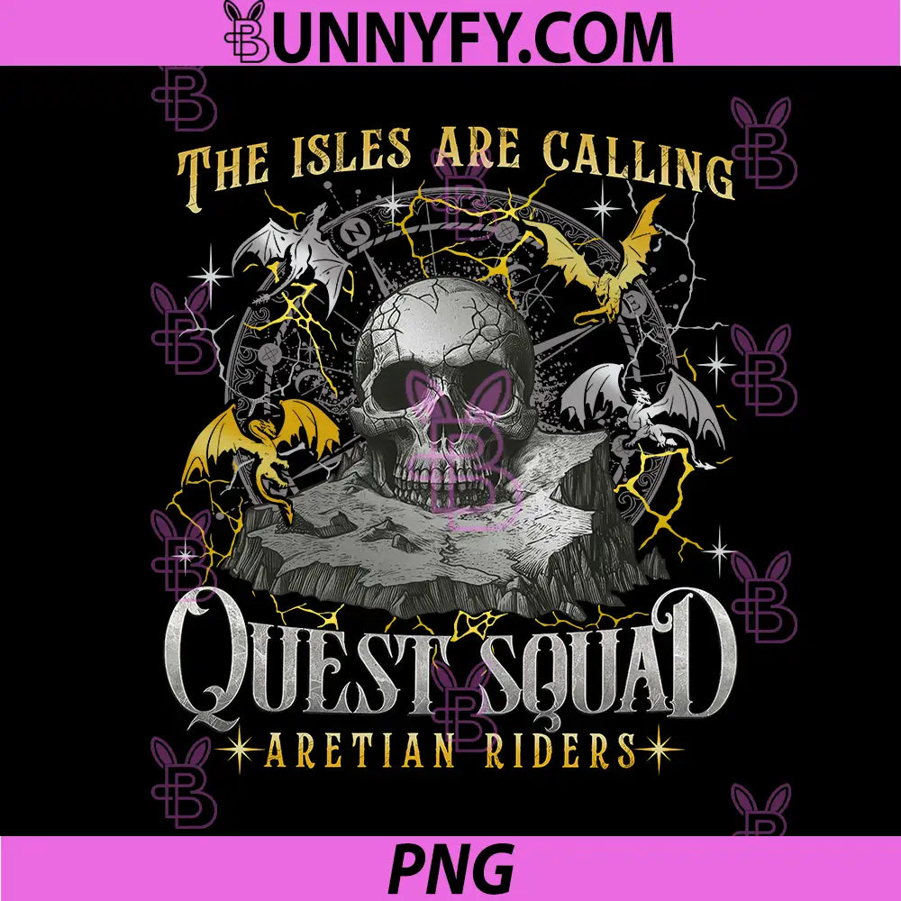 The Isles Are Calling Skull Dragon Art PNG, Quest Squad Aretian Riders PNG