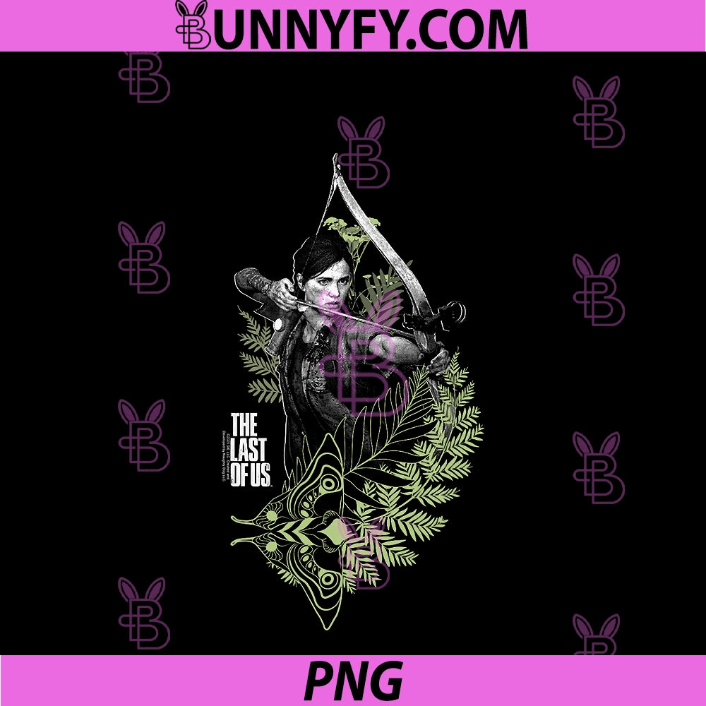 The Last Of Us Ellie PNG, With Moth And Leaves Video Game PNG
