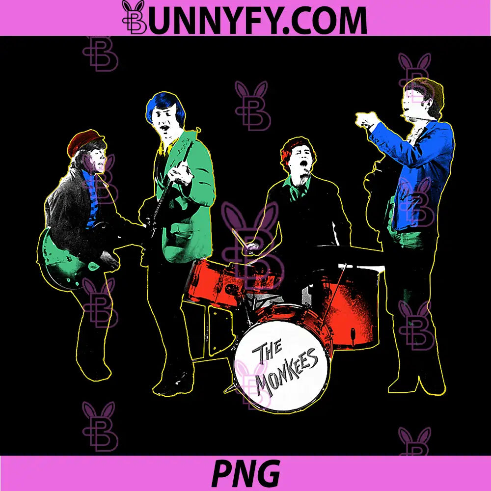The Monkees Band Vintage PNG, Classic Rock Music Group PNG
