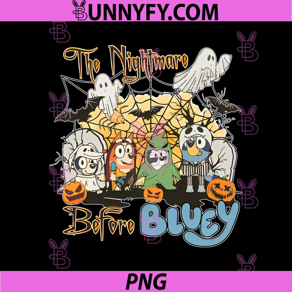 The Nightmare Before Bluey Halloween PNG, Funny Spooky Family PNG