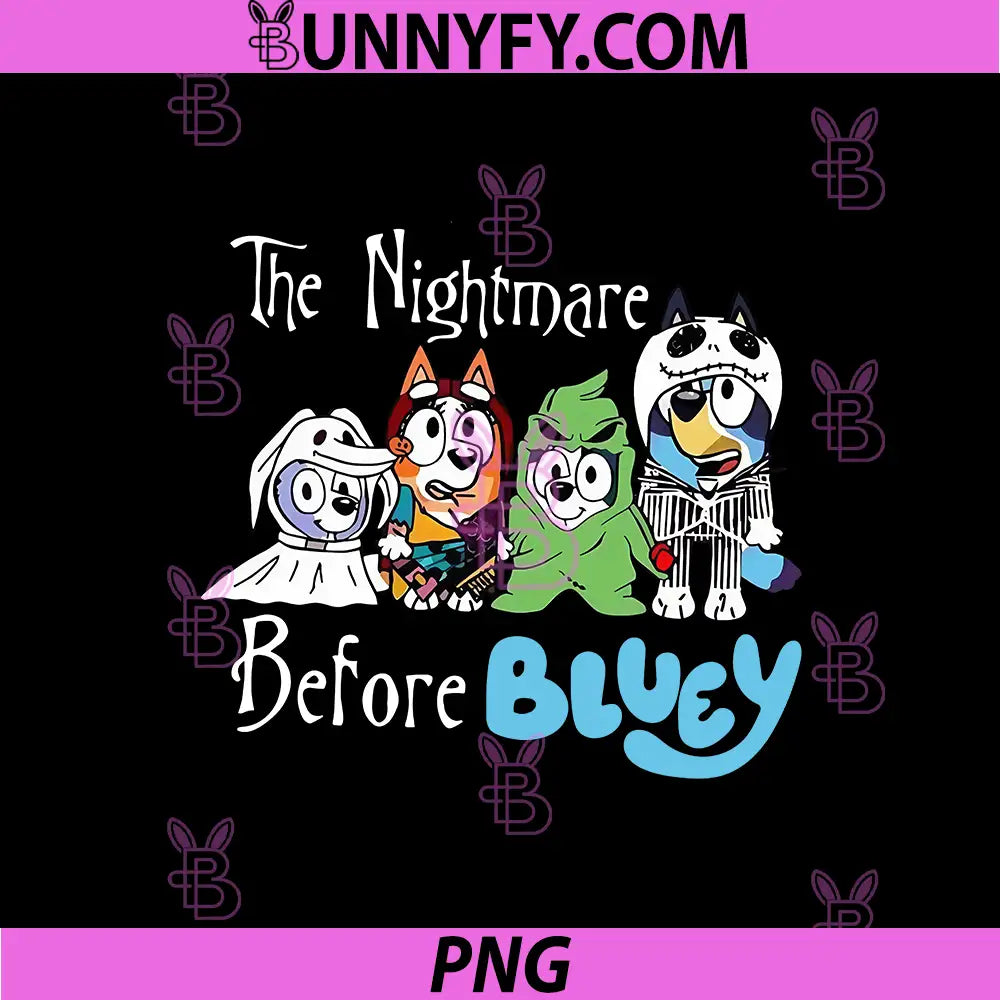 The Nightmare Before Bluey PNG, Funny Halloween Family PNG