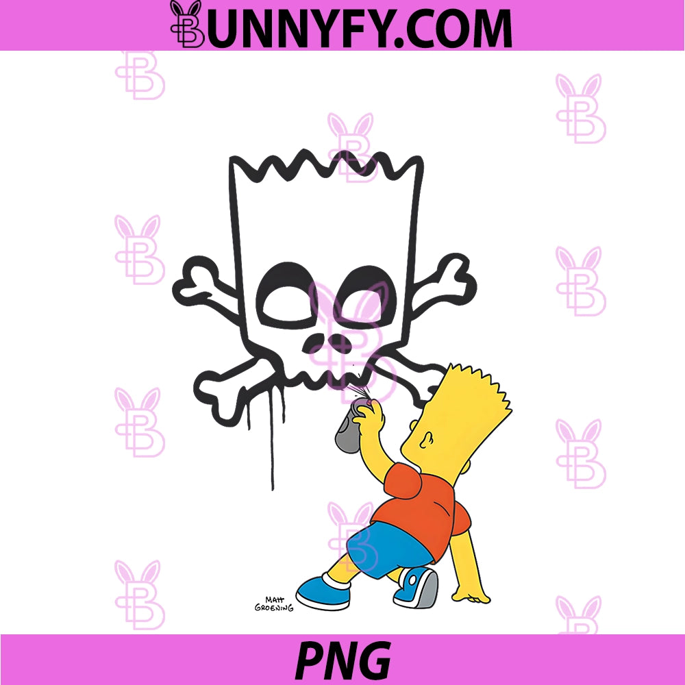 The Simpsons Bart Spray PNG, Paint Skull Graffiti PNG