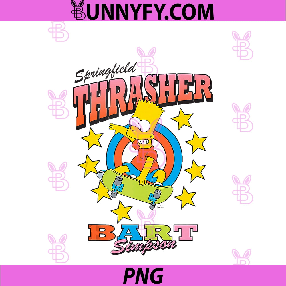 The Simpsons Bart Springfield PNG, Thrasher Skateboard PNG