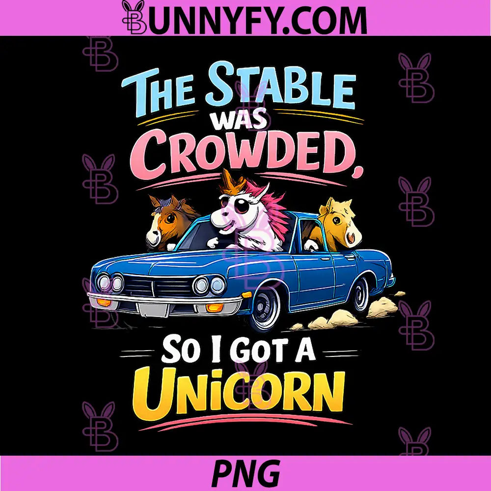 The Stable was Crowded PNG, Unicorn Classic Car Graphic PNG