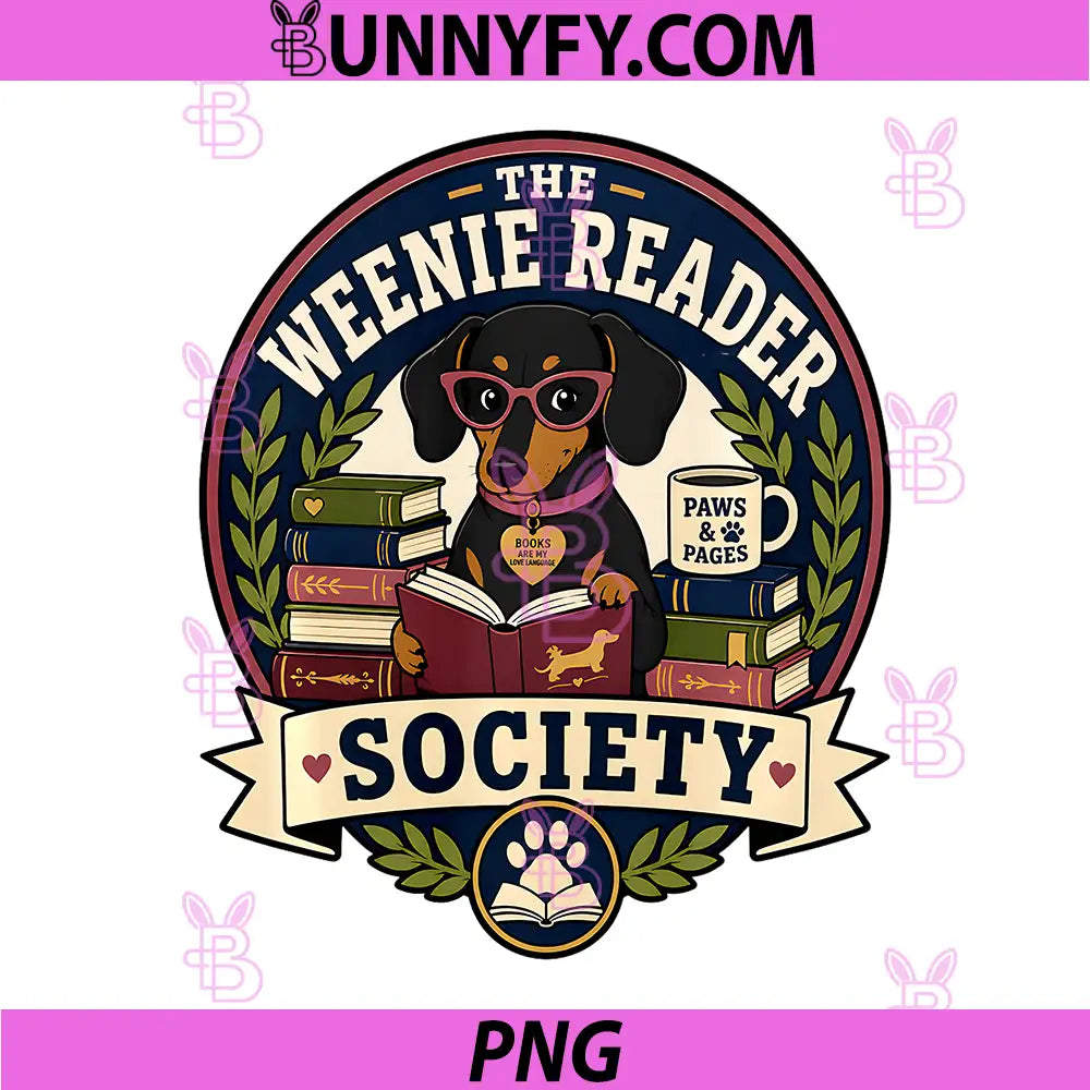 The Weenie Reader Society PNG, Dachshund Book Club PNG