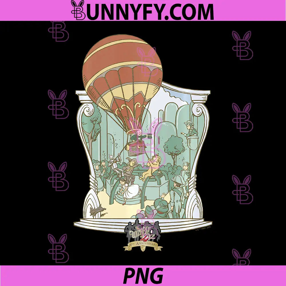 The Wizard of Oz Group PNG, Toto Escapes Hot Air Balloon Poster PNG