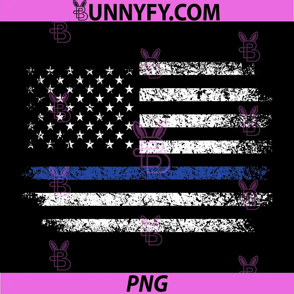 Thin Blue Line American Flag PNG, Distressed Police Support Flag PNG