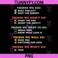 Things We Did PNG, Classic Song Humorous PNG, Checklist Lyric Design PNG