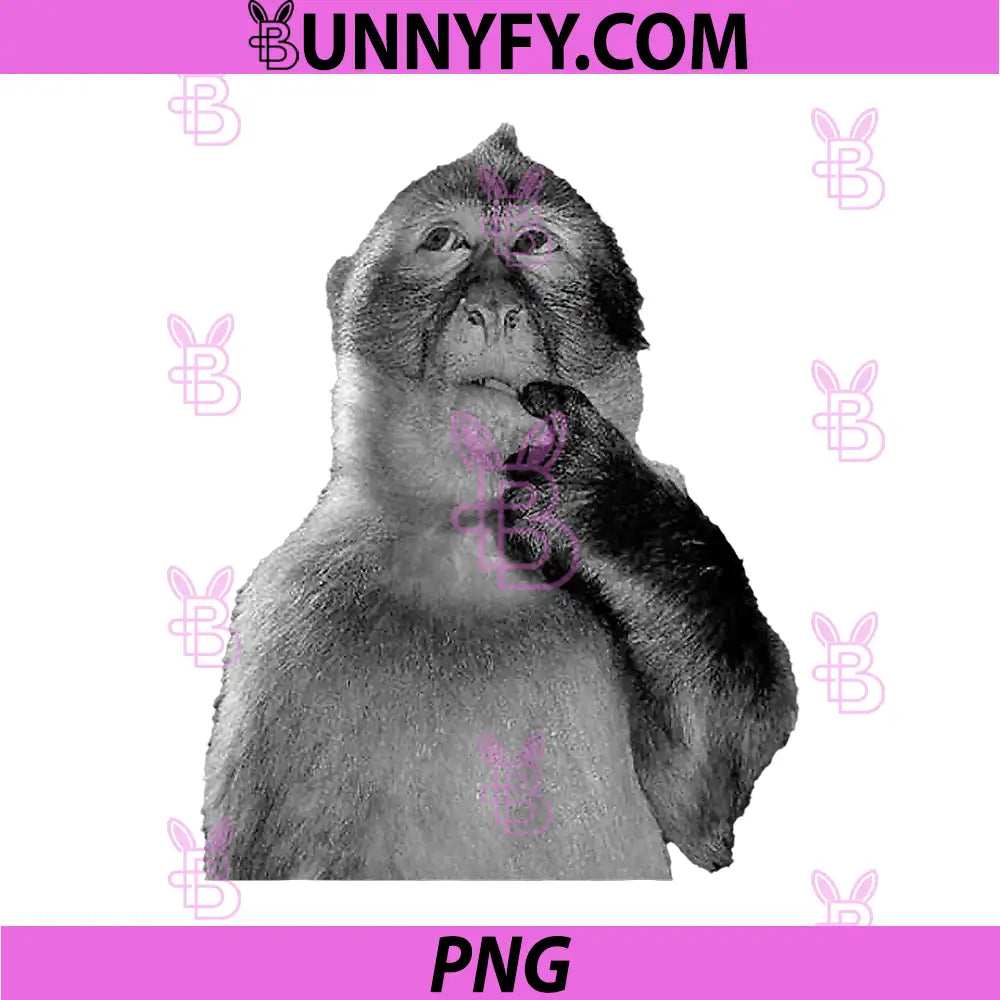 Thinking Monkey Meme Art PNG, Funny Monkey Deep Thought PNG