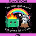This Little Light of Mine PNG, Funny Raccoon Dumpster Fire Meme PNG