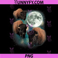 Three Buffalo Moon PNG, 3 Bison Howling PNG, Funny Parody Buffalo PNG