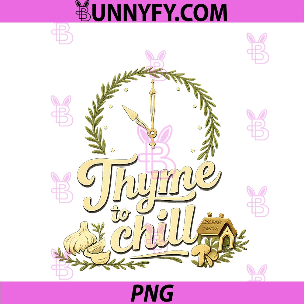 Thyme To Chill PNG, Plant Parent Cottagecore Clock Graphic PNG