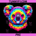 Tie Dye Koala Bear Psychedelic Art PNG, Colorful Hippie Koala PNG