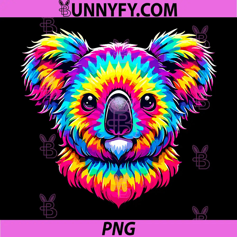 Tie Dye Koala Bear Psychedelic Art PNG, Colorful Hippie Koala PNG