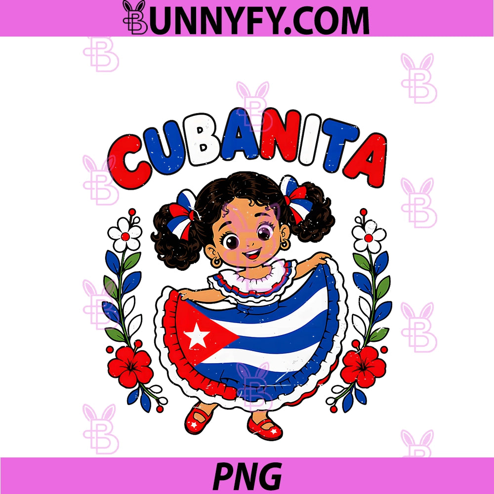 Toddler Girl Cuban Flag PNG, Cubanita Cuba Cute Hispanic Heritage PNG