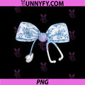 Toile Nurse Bow Blue PNG, Coquette Nurse Stethoscope Bow PNG