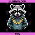 Street Raccoon Hoodie Gold Chain PNG, Money Mascot Art PNG
