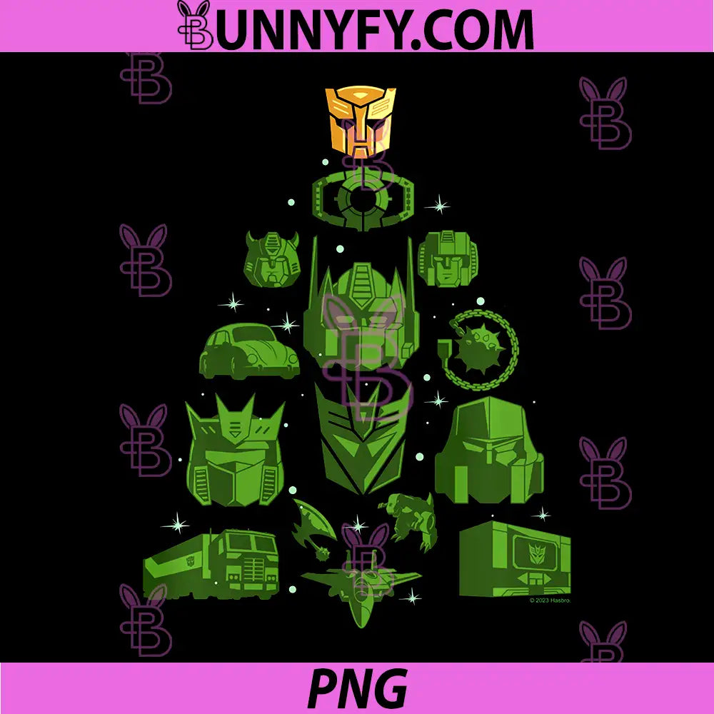 Transformers Christmas Vintage PNG, Autobot Christmas Tree Stack PNG