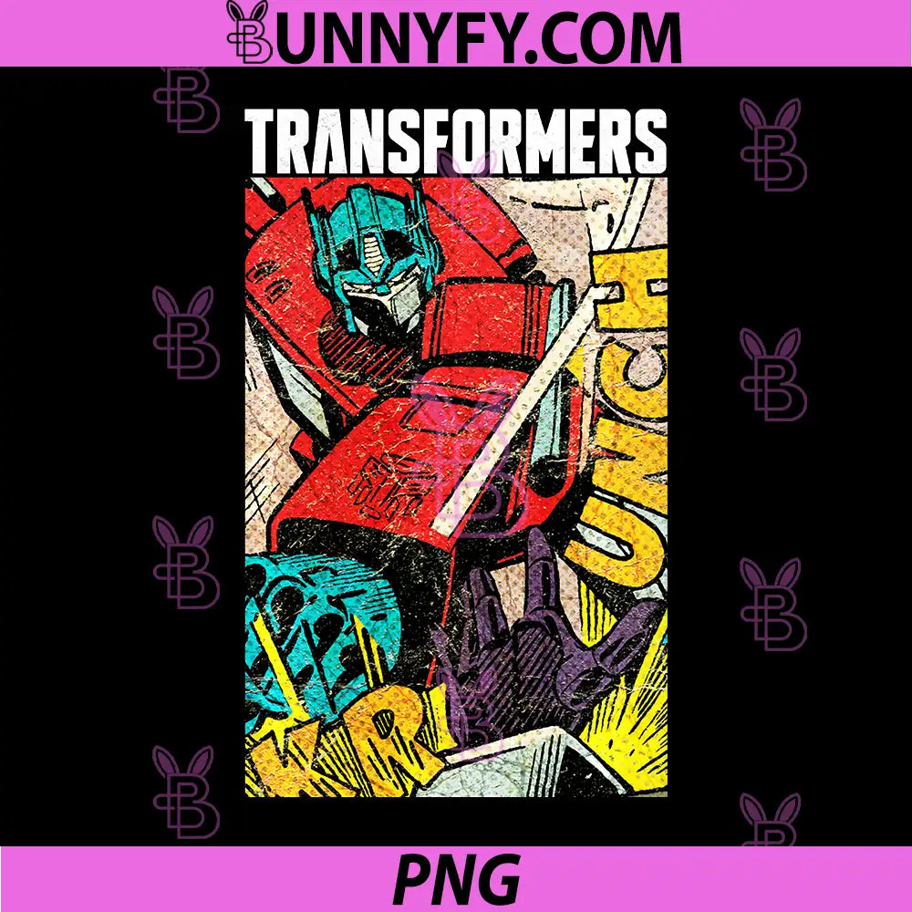 Transformers Vintage Faded PNG, Optimus Prime Comic Book Punch PNG