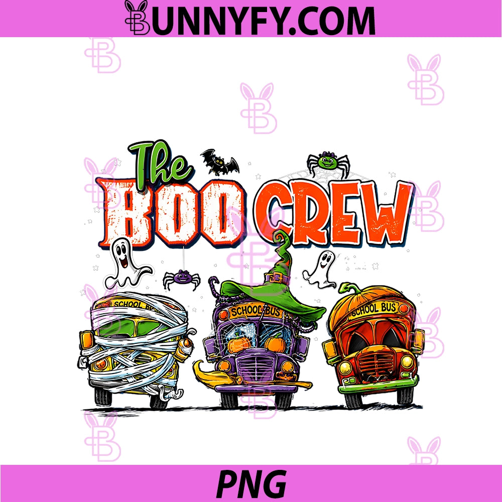 Transportation Boo Crew PNG, Funny Halloween School Bus Driver PNG
