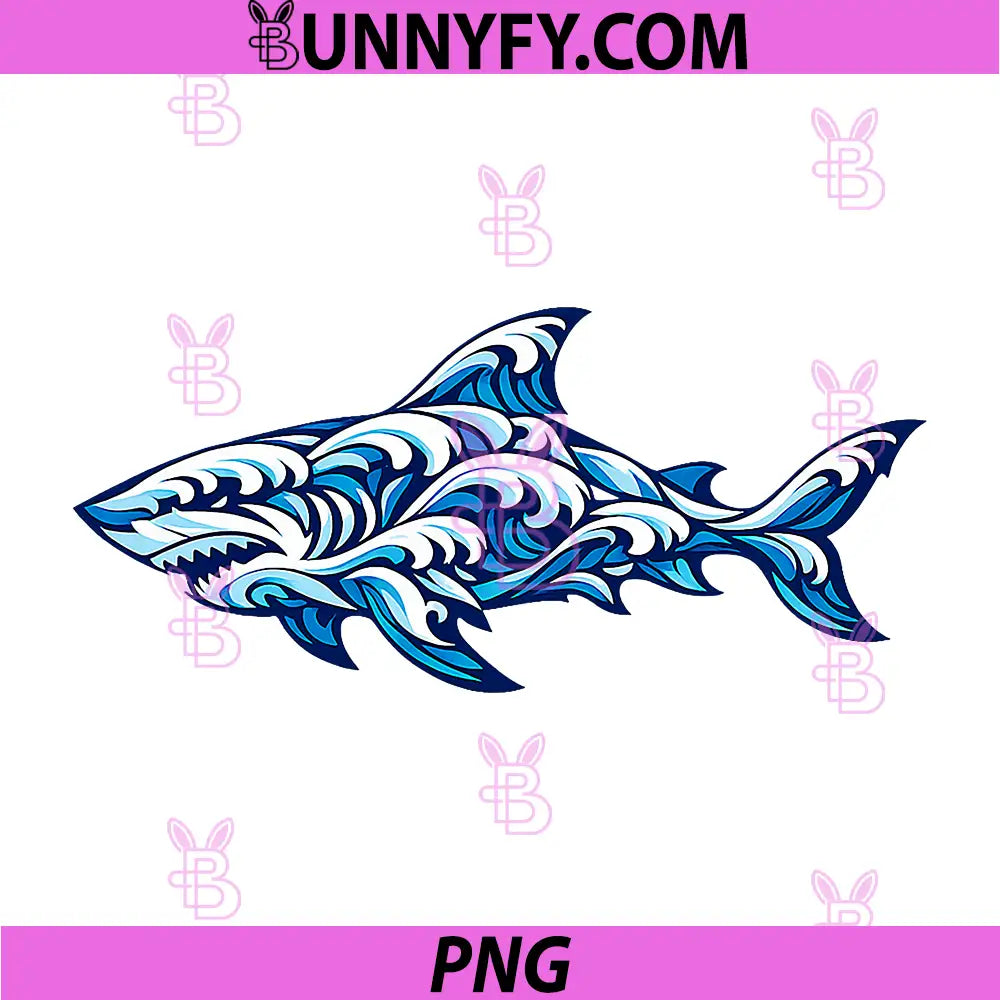 Tribal Wave Blue Shark PNG, Silhouette Ocean Marine Graphic Art PNG