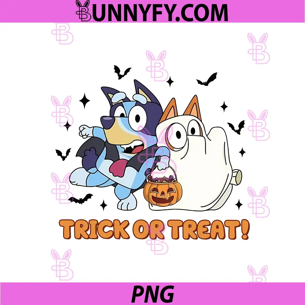 Trick Or Treat Bluey Halloween PNG, Bluey And Bingo Costume PNG