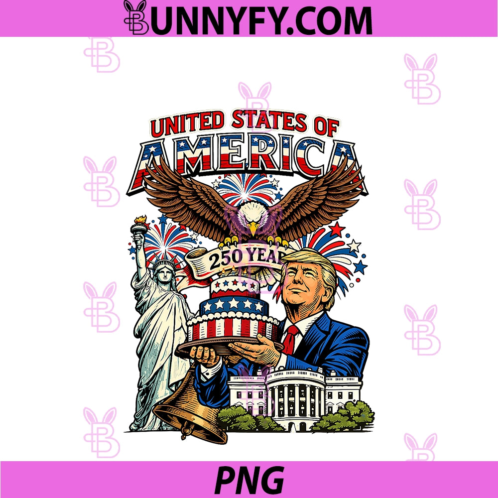 Trump 250th Birthday Of America 250 PNG, Years 4th Of July Trump PNG