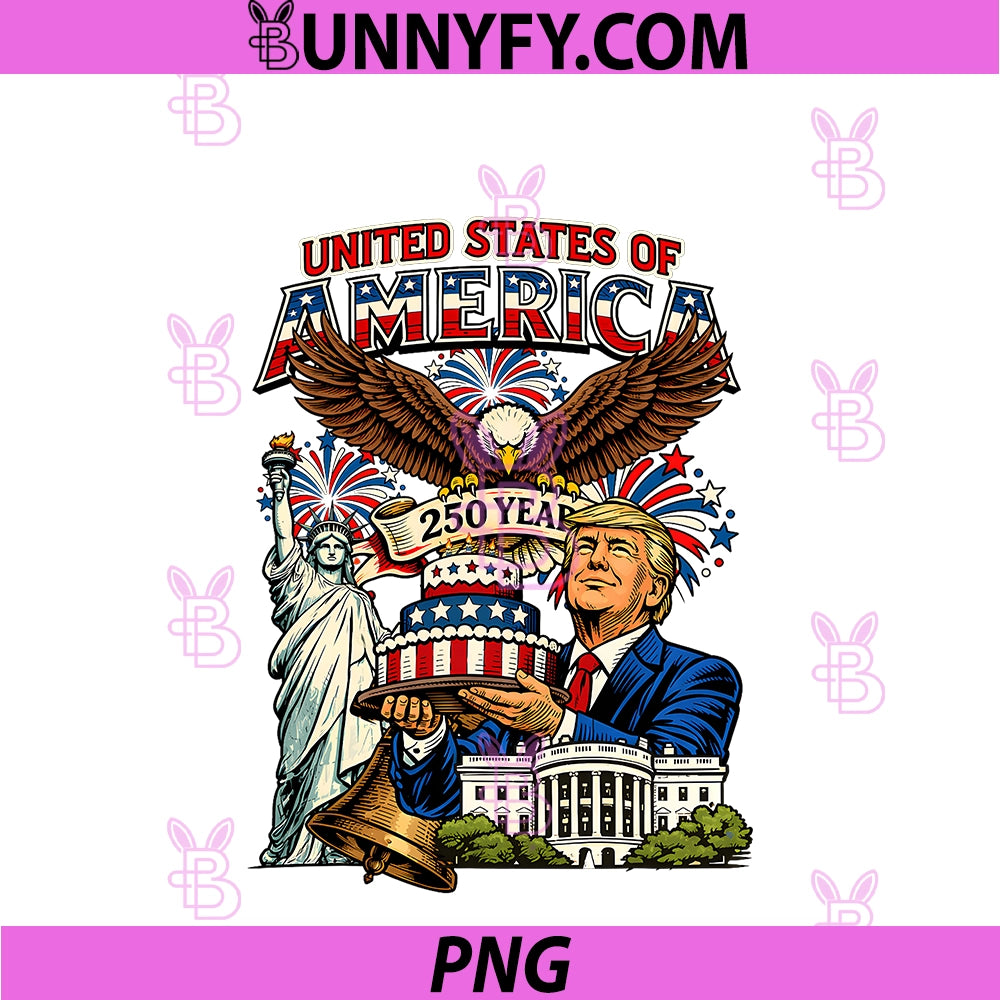Trump 250th Birthday Of America 250 Years PNG, 4th Of July Trump PNG