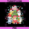 Bluey Family Christmas Tree Party PNG, Festive Cartoon Holiday Squad PNG