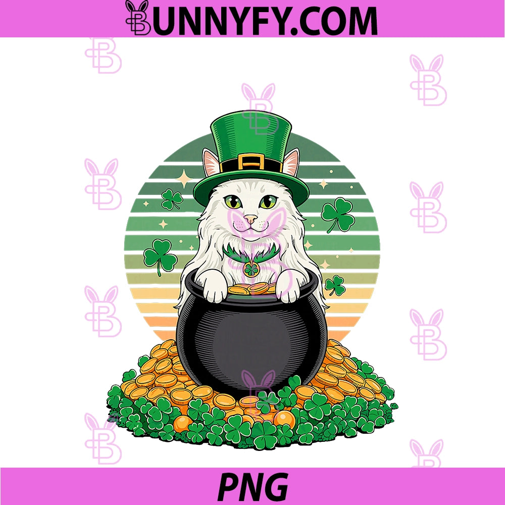 Turkish Angora St Patricks Day PNG, Leprechaun Ankara Cat PNG