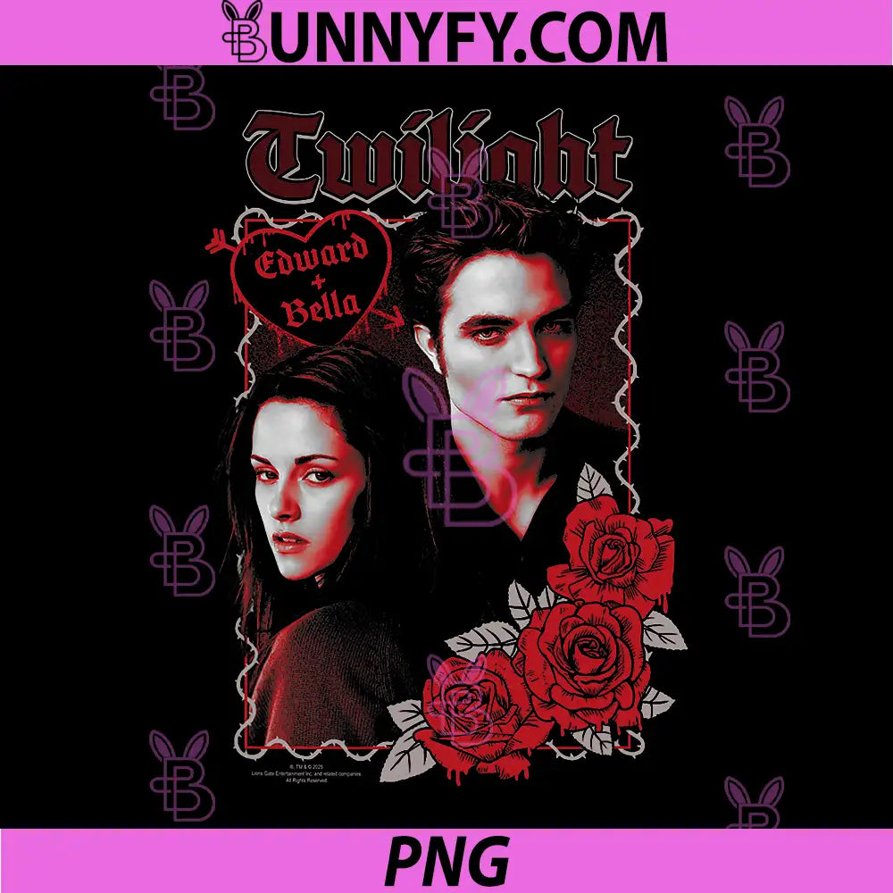 Twilight Saga Movies PNG, Edward and Bella Love with Roses PNG