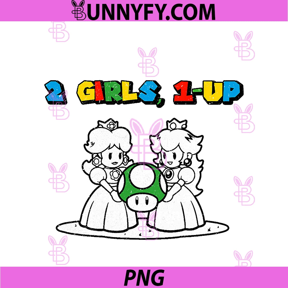 Two 2 Girls, One 1 Up PNG, Funny Meme Vintage Gamer IYKYK 1-Up PNG