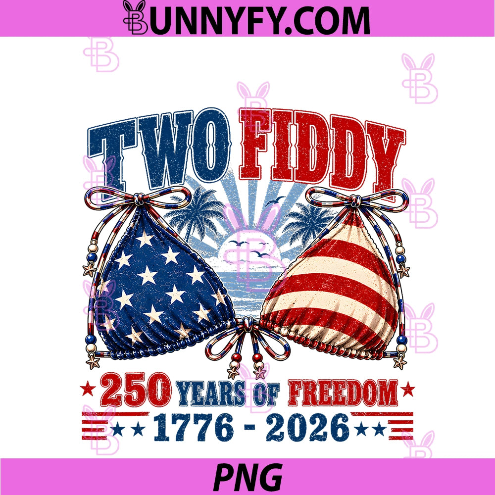 Two Fiddy 250 Years USA Bikini PNG, 4th Of July Vacation Summer PNG