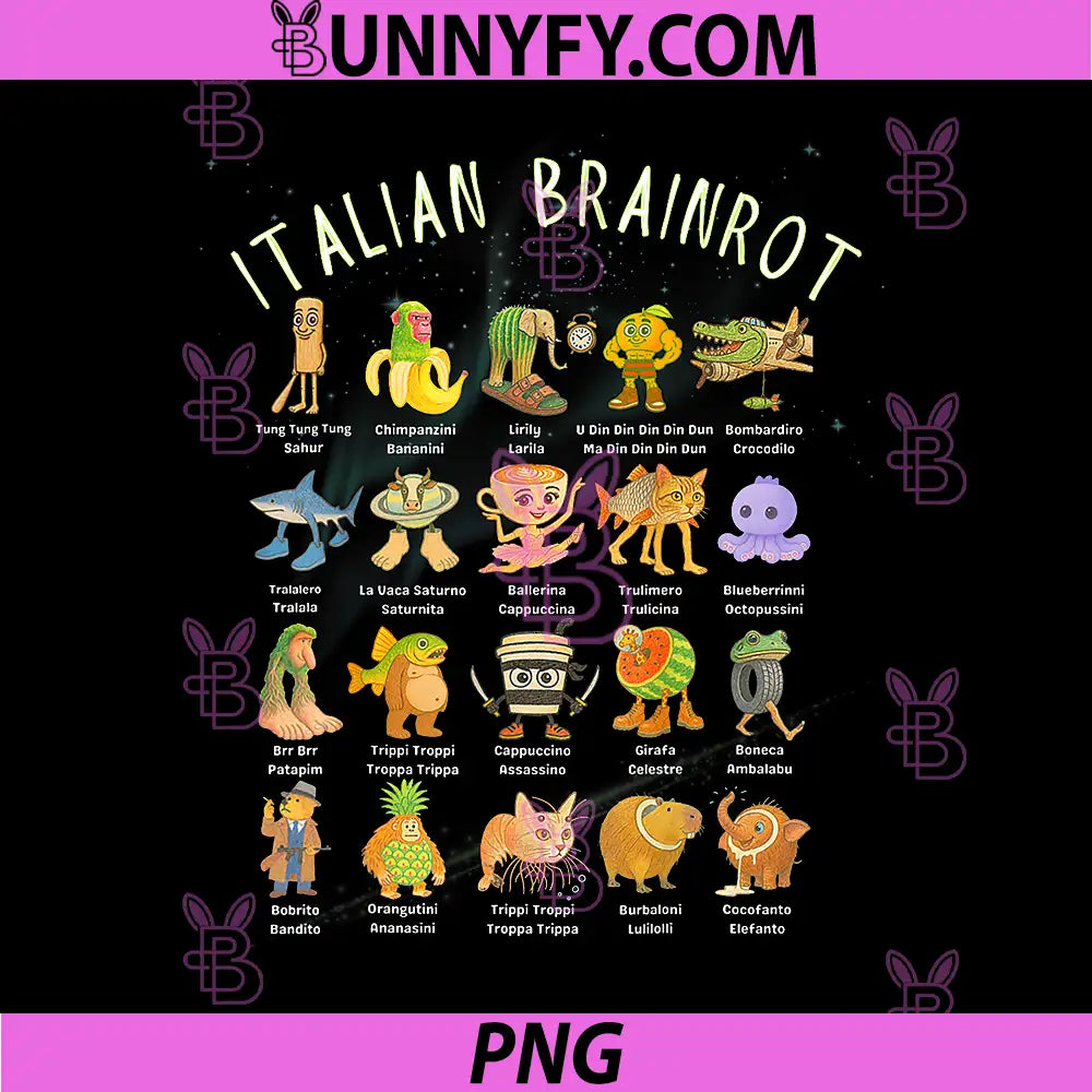 Types Of Italian Brainrot PNG, Meme Character Hand Drawn PNG