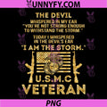 USMC Veteran I Am The Storm Quote PNG, Gold Veteran Design PNG