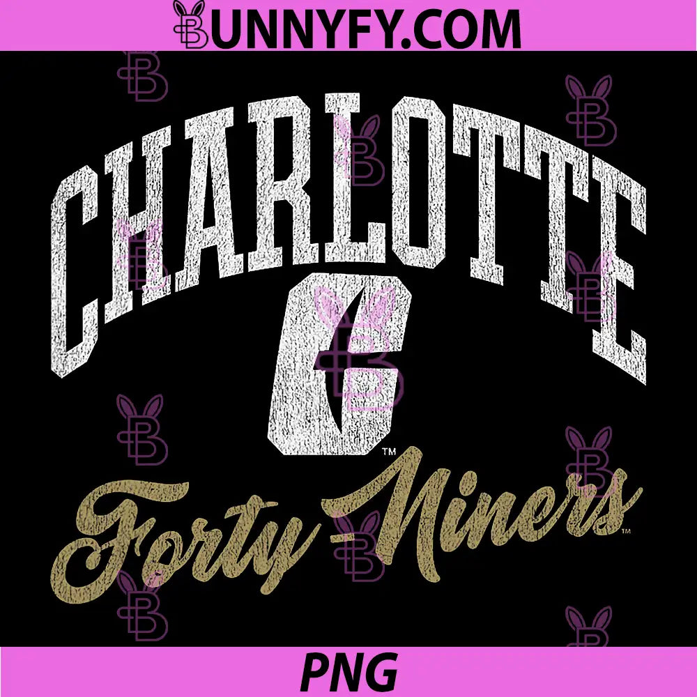 Charlotte 49ers Retro College Team Arched Logo PNG, Charlotte 49ers Forty Niners Vintage Script PNG