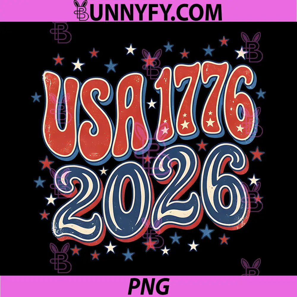 USA 1776 2026 250th Anniversary PNG, 4th of July Groovy Funny PNG